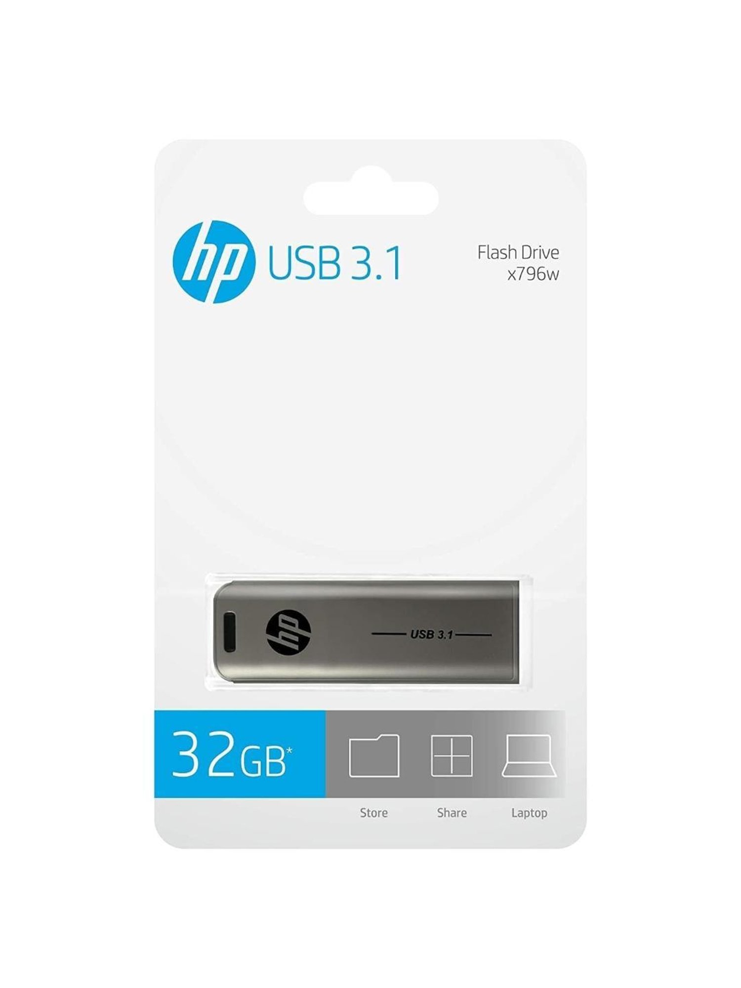 HP HPFD796L-32 USB 3.1 32 GB Flash Drive (Silver)