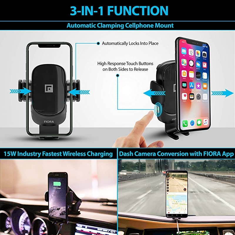Ultimate Wireless Car Charger by  15W Qi Wireless Fast Charge QC 30 Adapter Automatic Clamping Phone Mount Holder Compatible iPhone 11 Pro11XSXRX88 Plus Samsung Galaxy Note 9S10S9S8