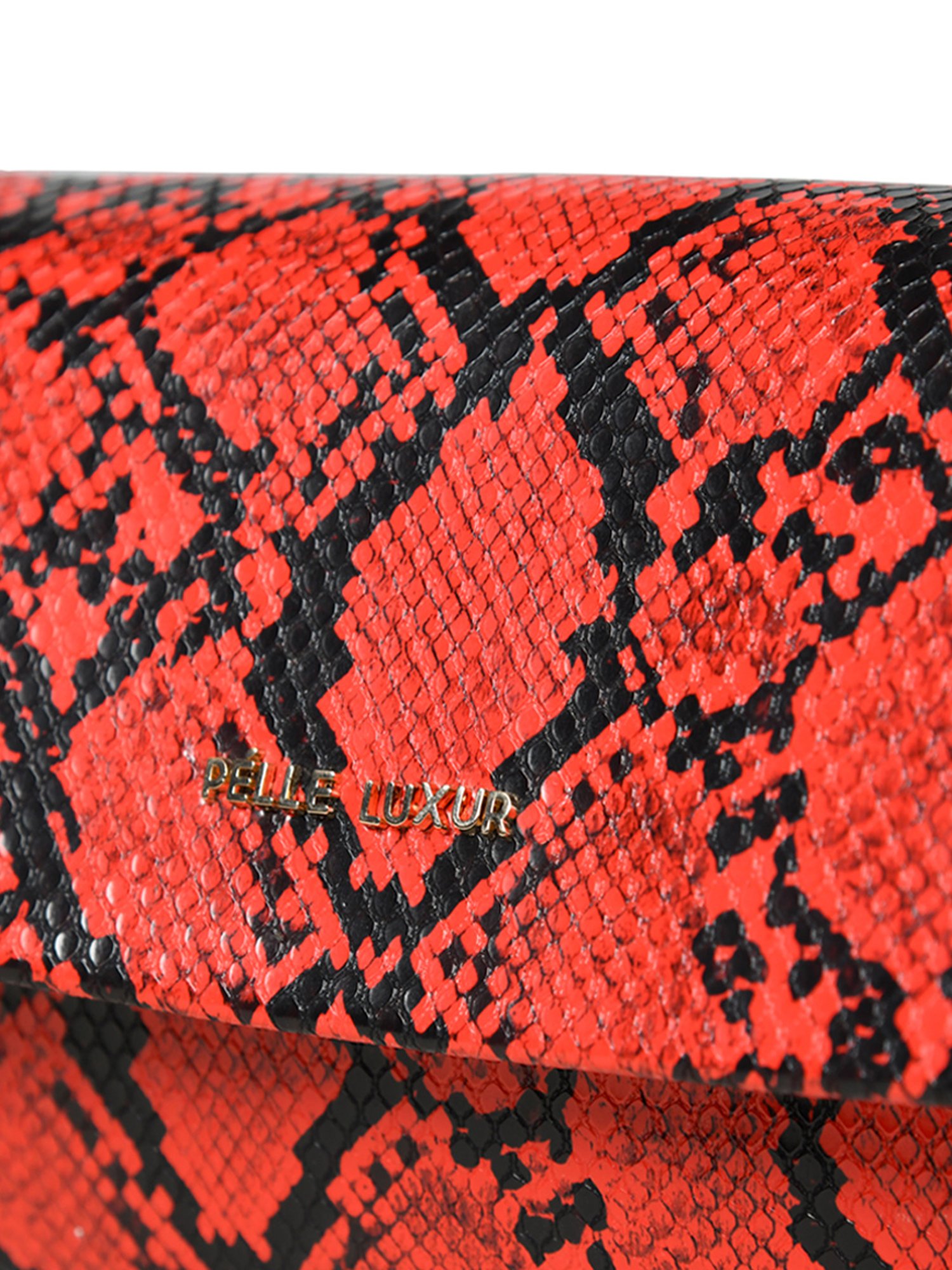 PELLE LUXUR Red & Black Animal Effect Small Cross Body Bag