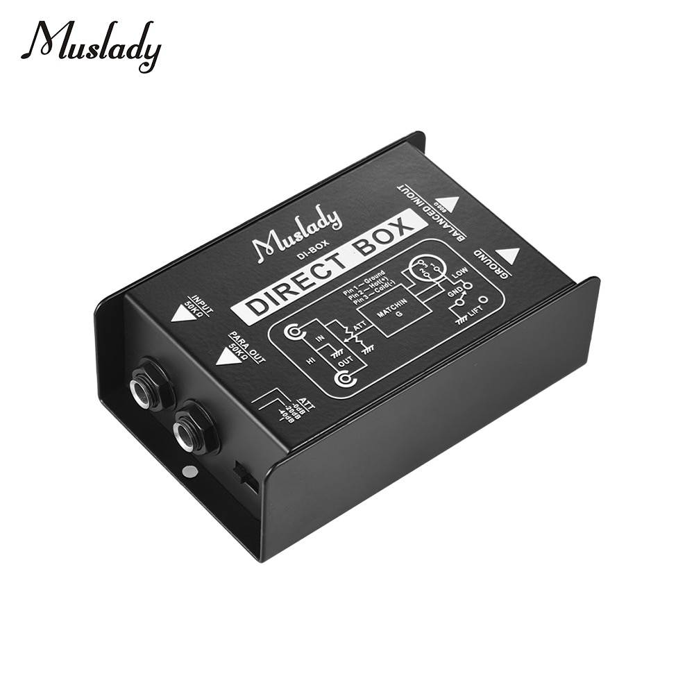 Muslady Single Channel Passive DI Box Direct Injection Audio Box Balanced & Unbalance Signal Converter with XLR TRS Interfaces (1pcs)