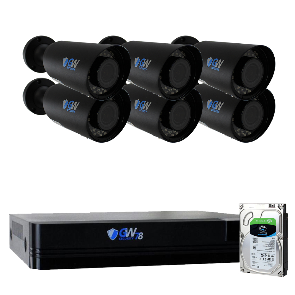 GW Security 8CH NVR 8MP H.265+ AI Face Recognition 4K IP PoE Surveillance Camera System with 4 4K 2.8-12mm Varifocal Zoom 2160p Outdoor Bullet Camera, 120ft IR Night Vision, 2TB Hard Drive