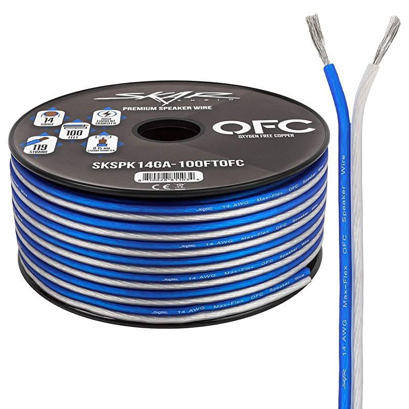 14 Gauge Elite AWG OxygenFree Copper Audio Speaker Wire 100 Feet BlueWhite