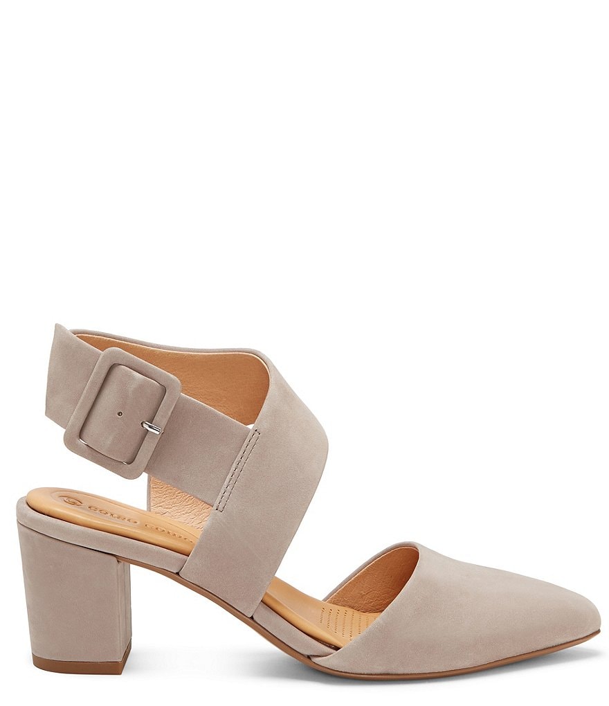 Riina Suede Asymmetrical Block Heel Pumps