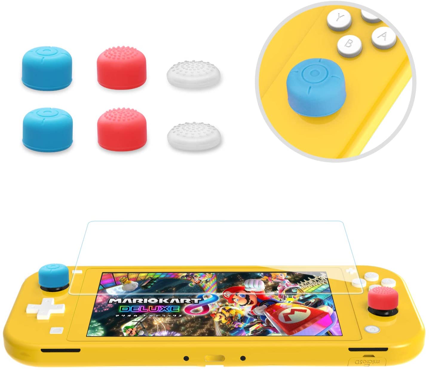 Case for Nintendo Switch Lite, HEYSTOP PC Clear Protective Case Cover for Nintendo Switch Lite with Switch Lite Tempered Glass Screen Protector and Thumb Stick Caps(Black)