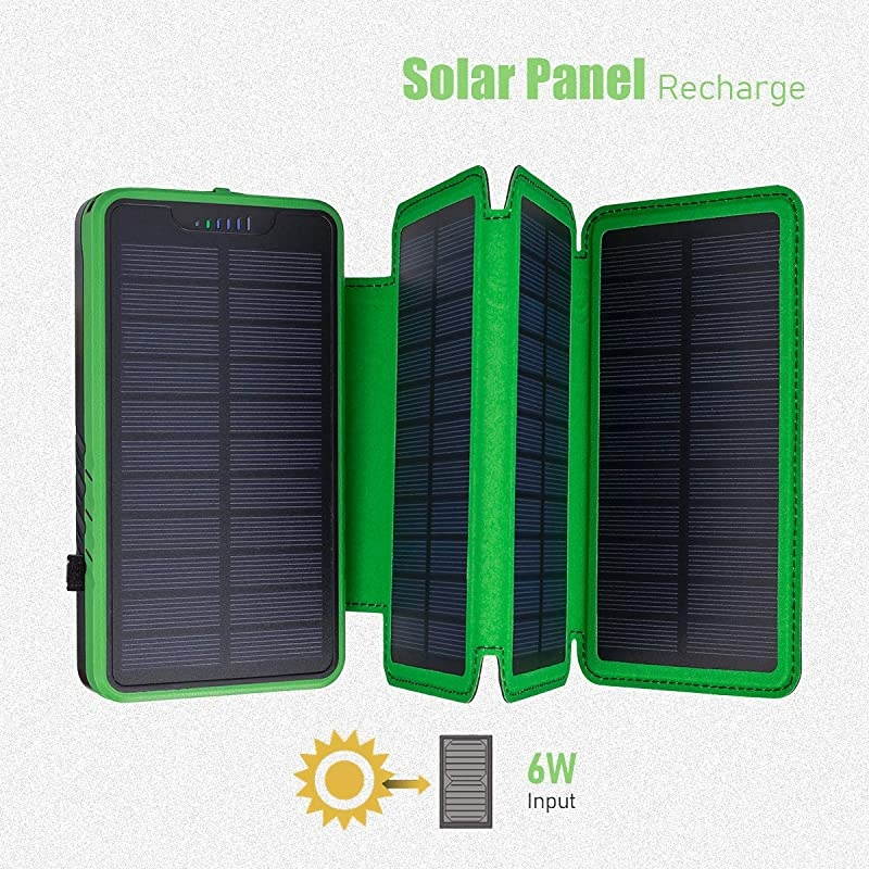 Solar Power Bank,  Camping Phone Charger 25000mAh Dual Output, External Battery Pack for iPhone, Samsung Galaxy, Android Phone and More &hellip;