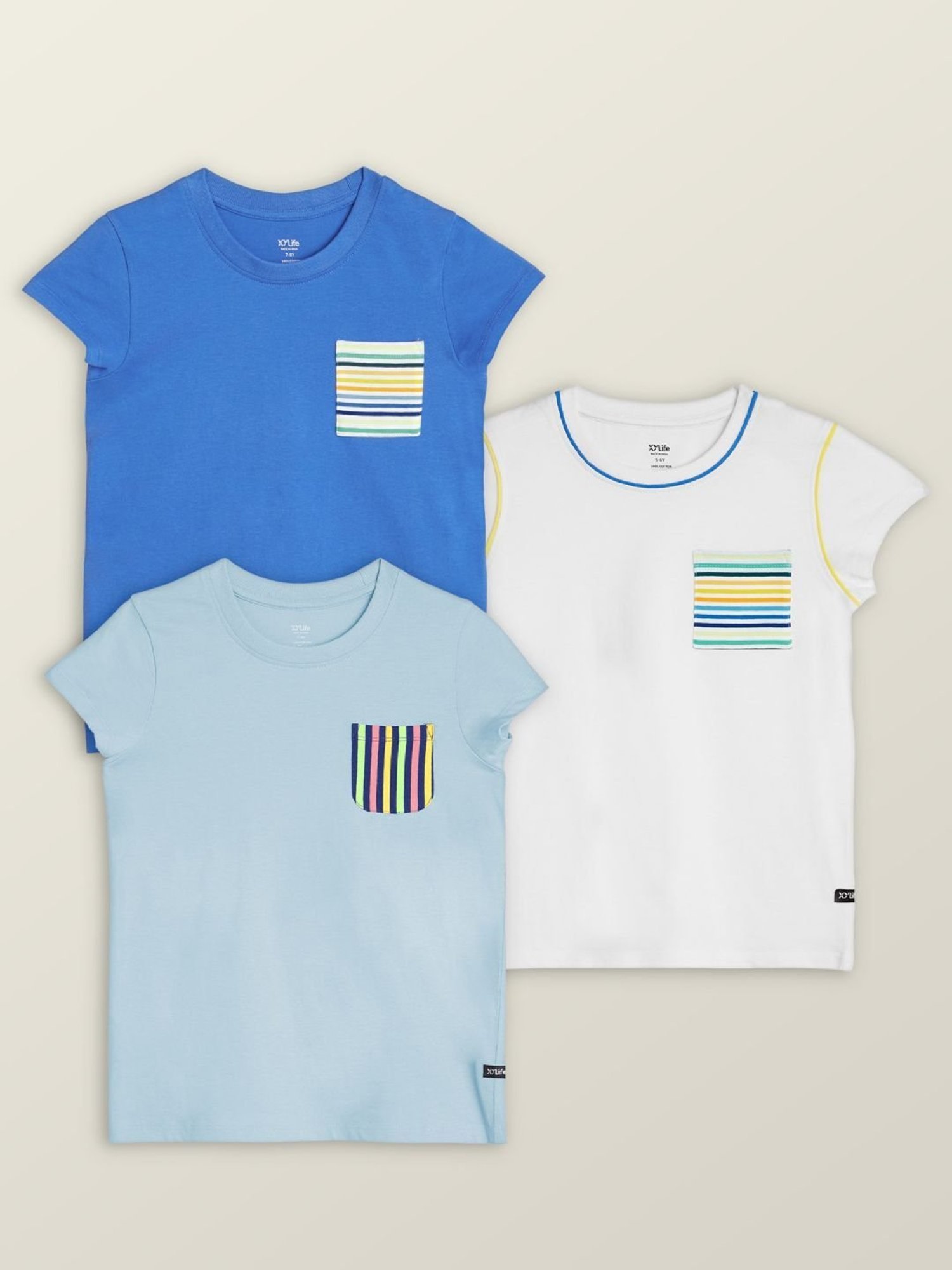 XY Life Kids Multicolor Cotton Printed T-Shirt (Pack of 3)