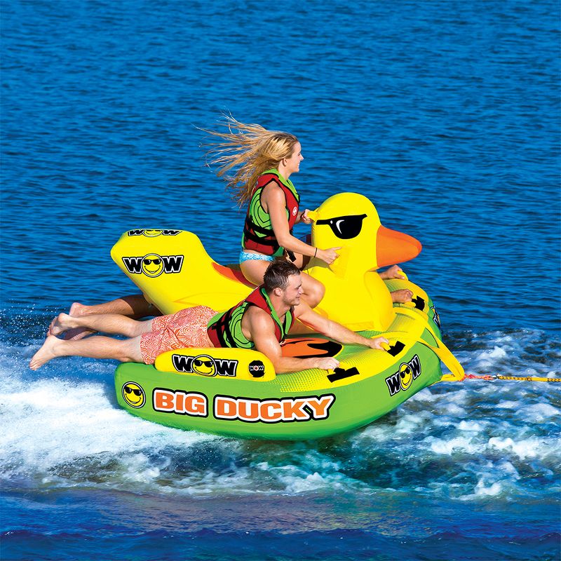 WOW Watersports 18-1140 Heavy Duty Big Ducky 1, 2, or 3 Person Lake Ocean Inflatable Towable Tube, Yellow
