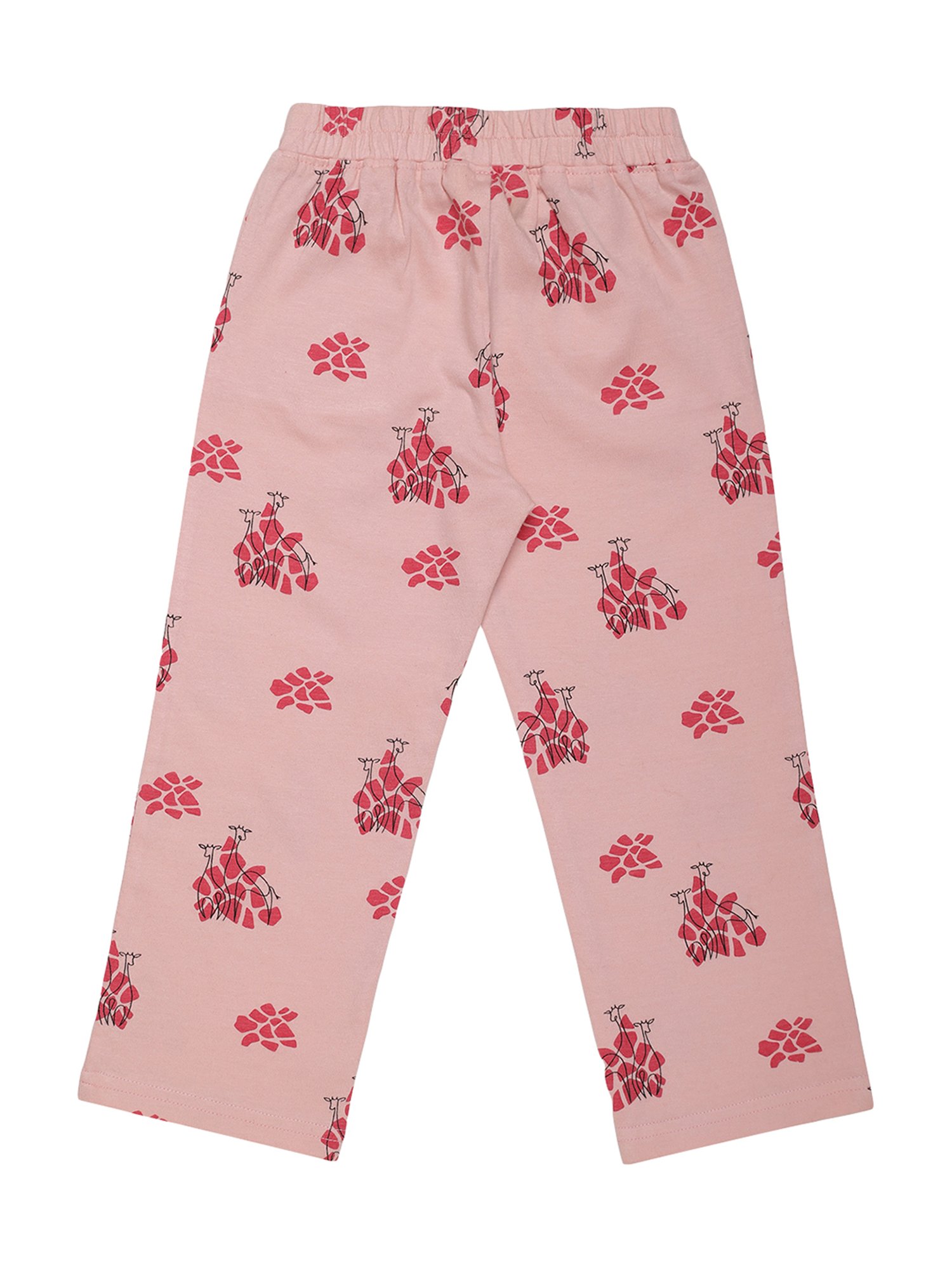 Mystere Paris Kids Peach & Maroon Cotton Printed Top & Pyjamas