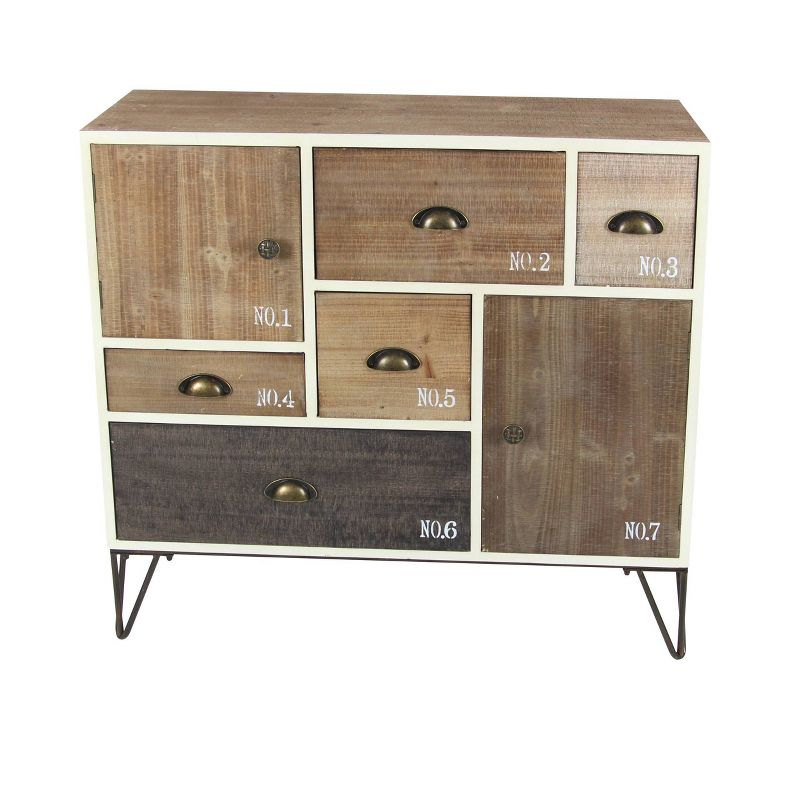Wood and Metal 7 Drawer Buffet White/Black - Olivia & May