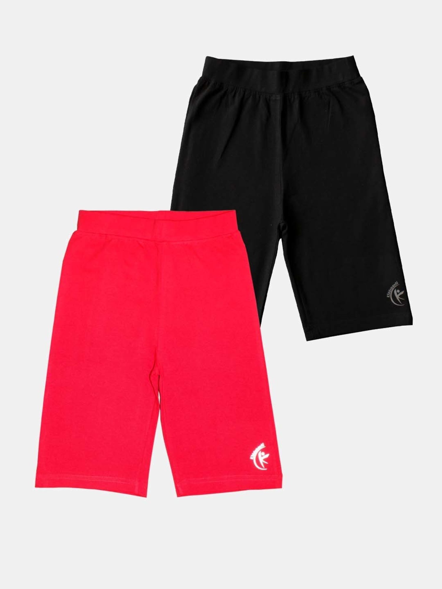 Kiddopanti Kids Black & Coral Logo Cycling Shorts (Pack of 2)