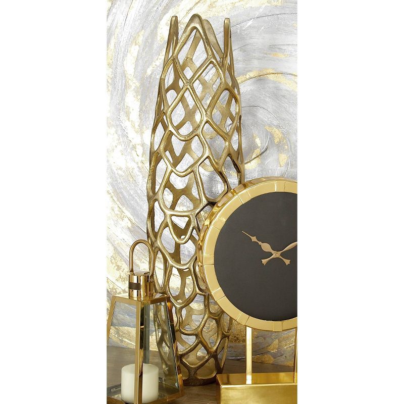 31" x 9" Eclectic Woven Net-Inspired Aluminum Vase Gold - Olivia & May