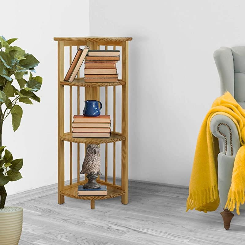 4Shelf Corner Folding Bookcase Natural
