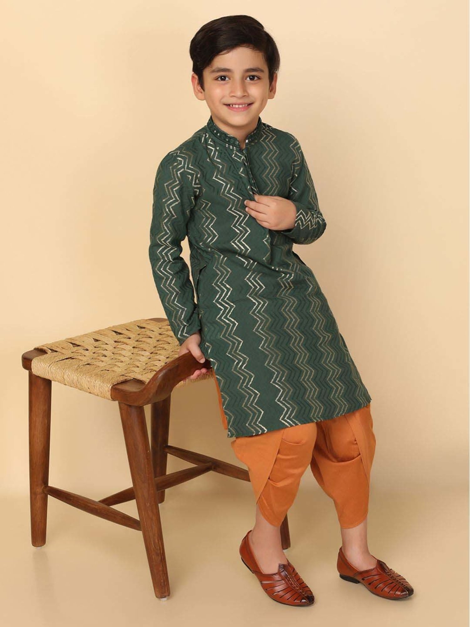 VASTRAMAY Kids Maroon Regular Fit Dhoti