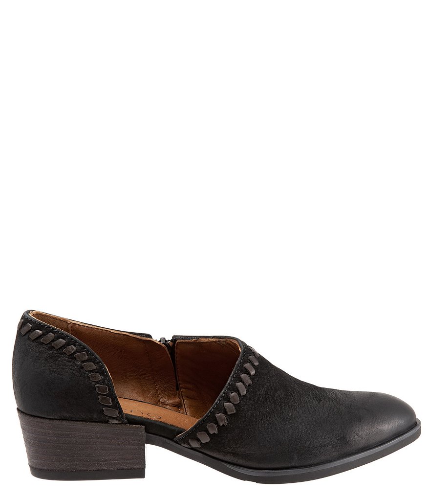 Bueno Lauren Asymmetric Leather Block Heel Slip-On Shooties