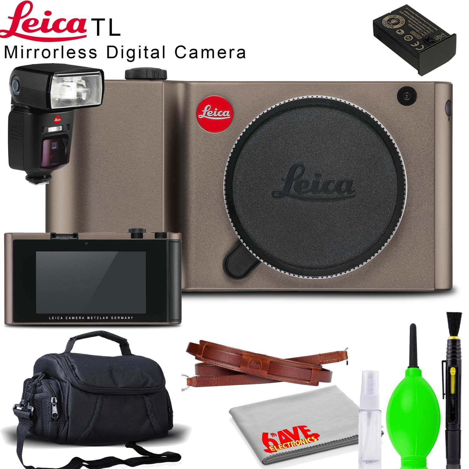 Leica TL Mirrorless Digital Camera (Titanium) with Carrying Case, Leica SF64 Flash and Cleaning Kit