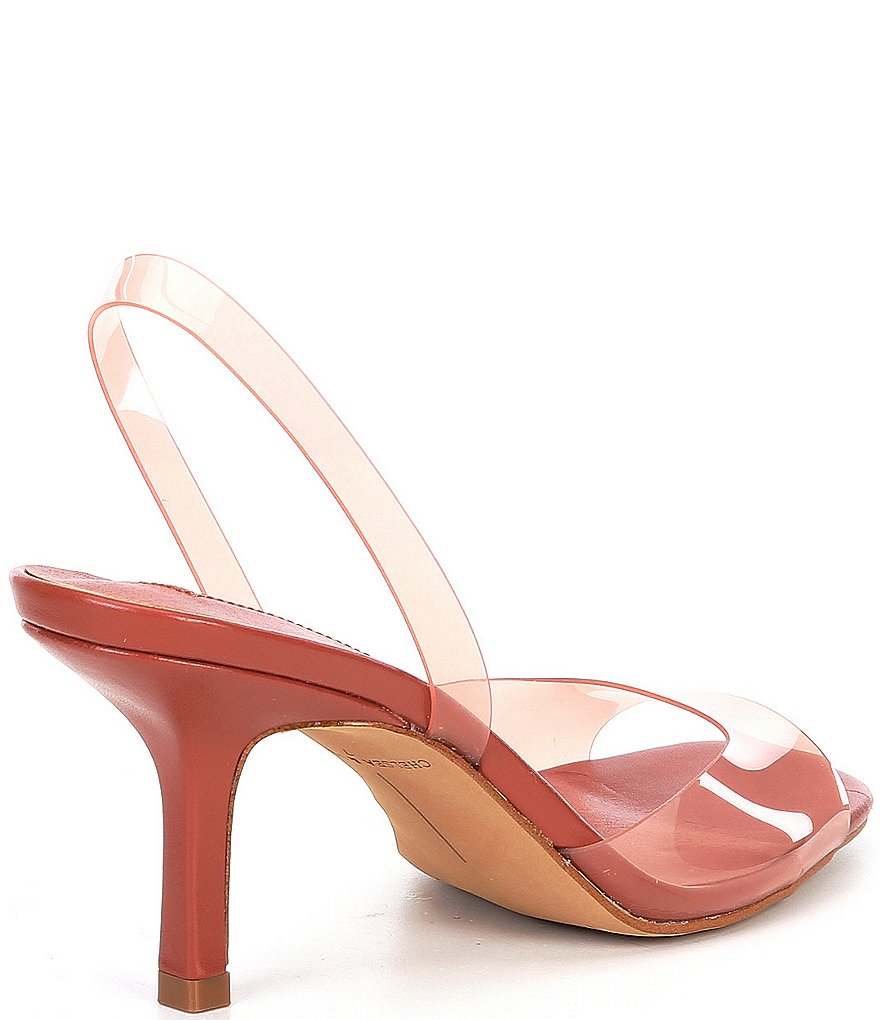 Chelsea & Violet Joy Clear Square Toe Slingback Sandals