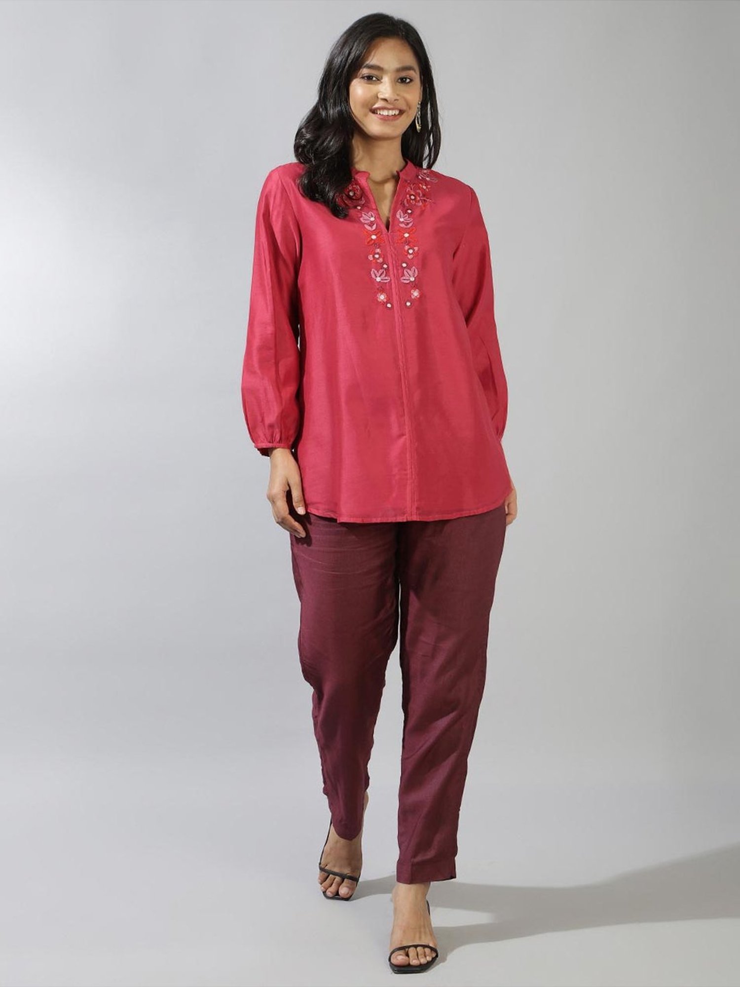 Fabindia Pink Embroidered Tunic