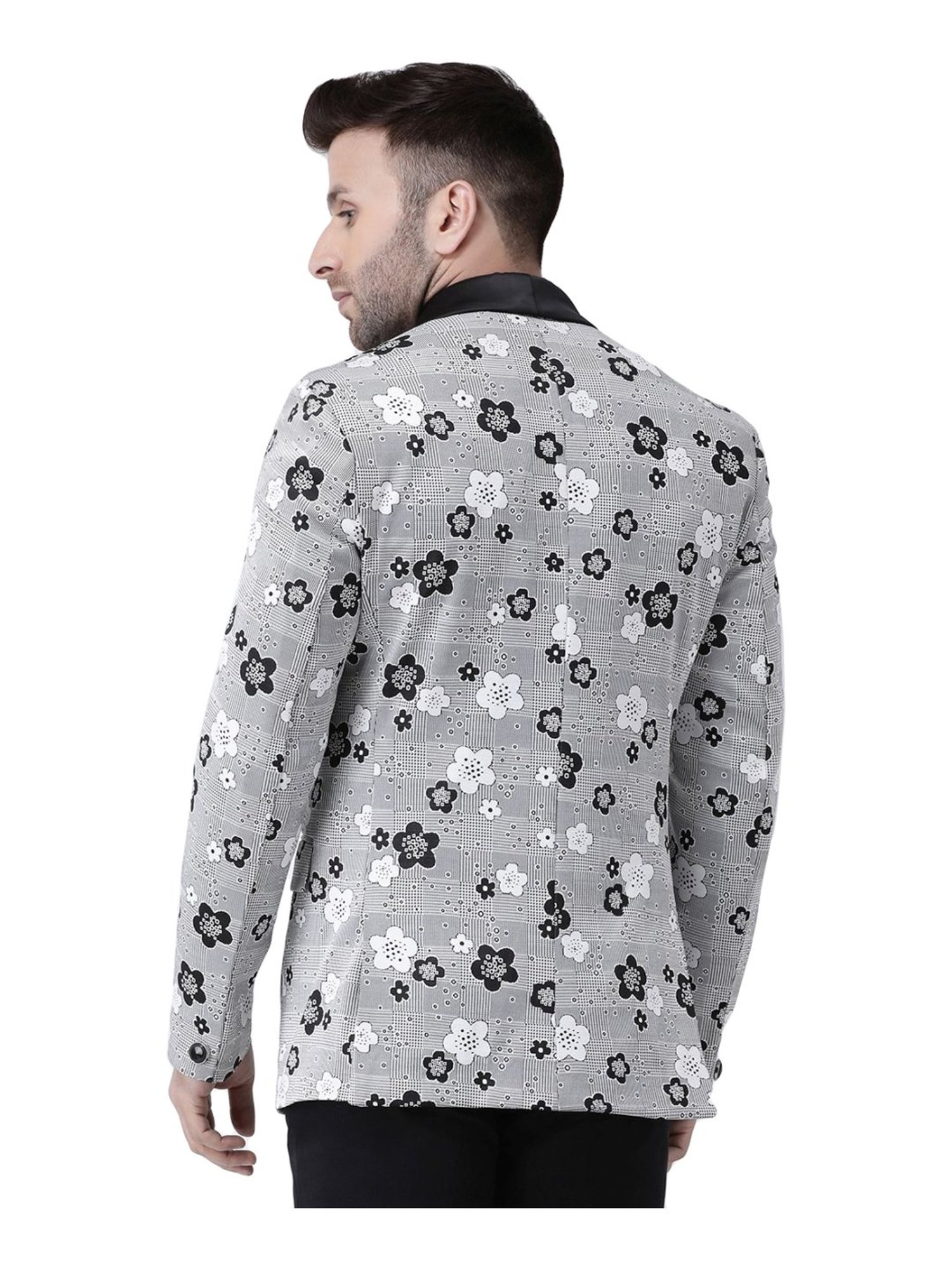 Hang Up Grey Regular Fit Jacquard Blazer