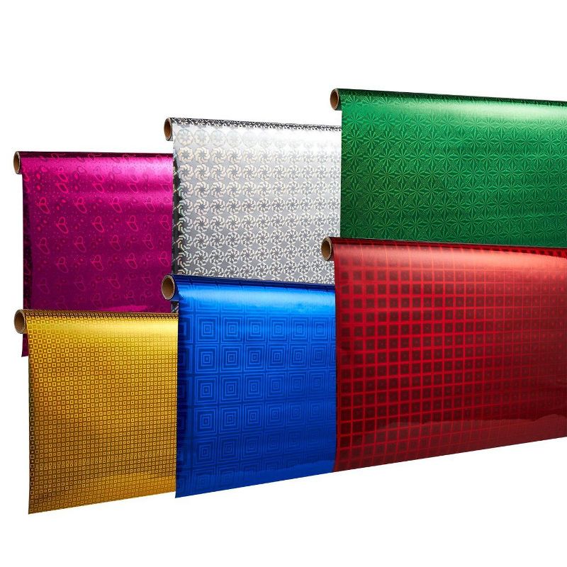 6-Pack 2.5x10 Ft All Occasion Shiny Gift Wrapping Paper for Birthday Christmas