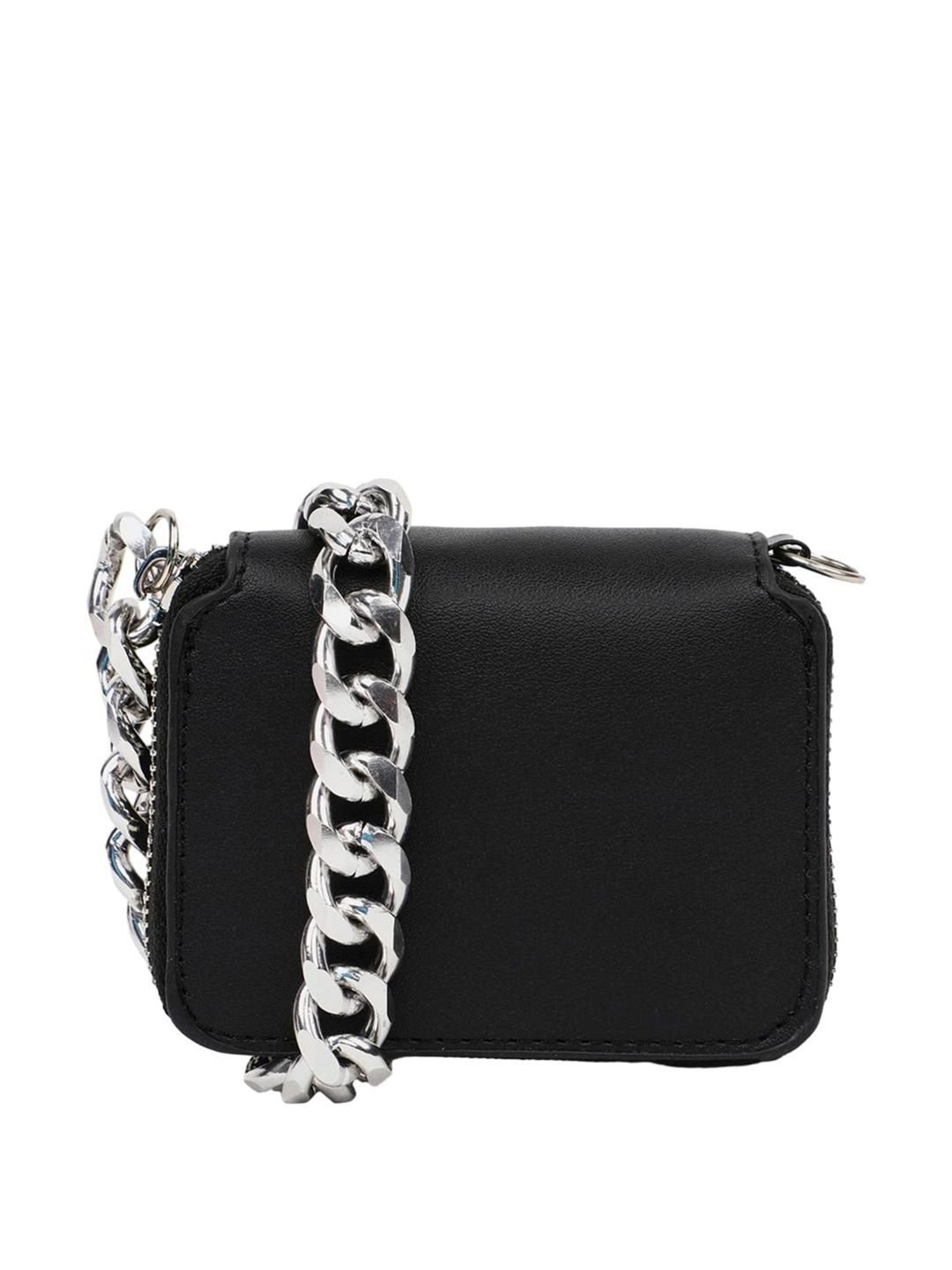 HauteSauce Black Textured Zip Around Wallet for Women