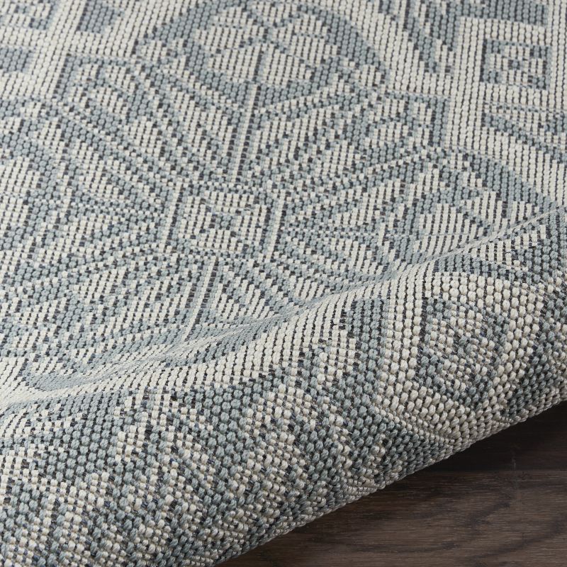 4'3"x6'3" Rectangle Indoor and Outdoor Geometric Area Rug Blue - Nourison