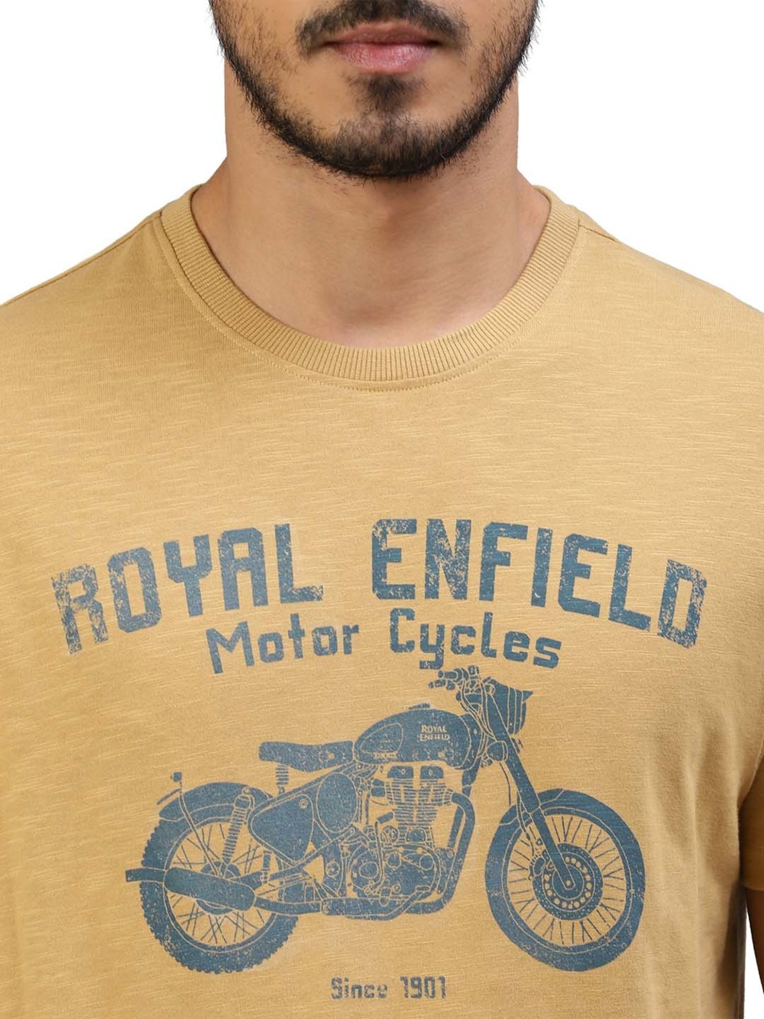 Royal Enfield 1901 Legacy Dark Khaki Regular Fit Printed Crew T-Shirt