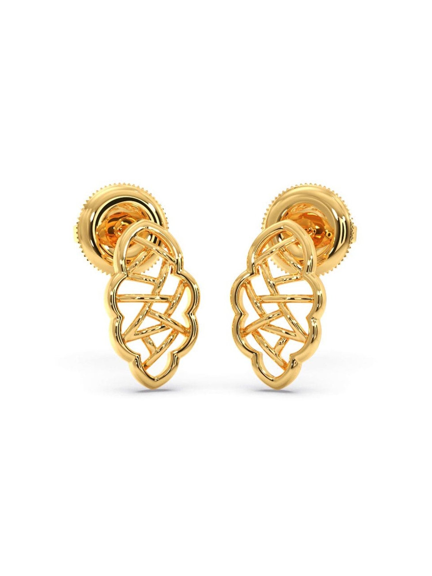 Candere by Kalyan Jewellers Peacock Collection 18k Yellow Gold Stud Earrings for Women