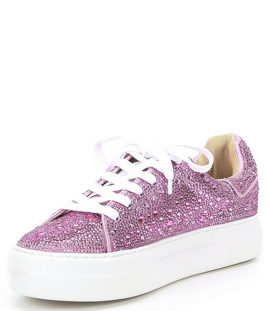 Blue by Betsey Johnson Sidny Rhinestone Embellished Platform Lace-Up Sneakers