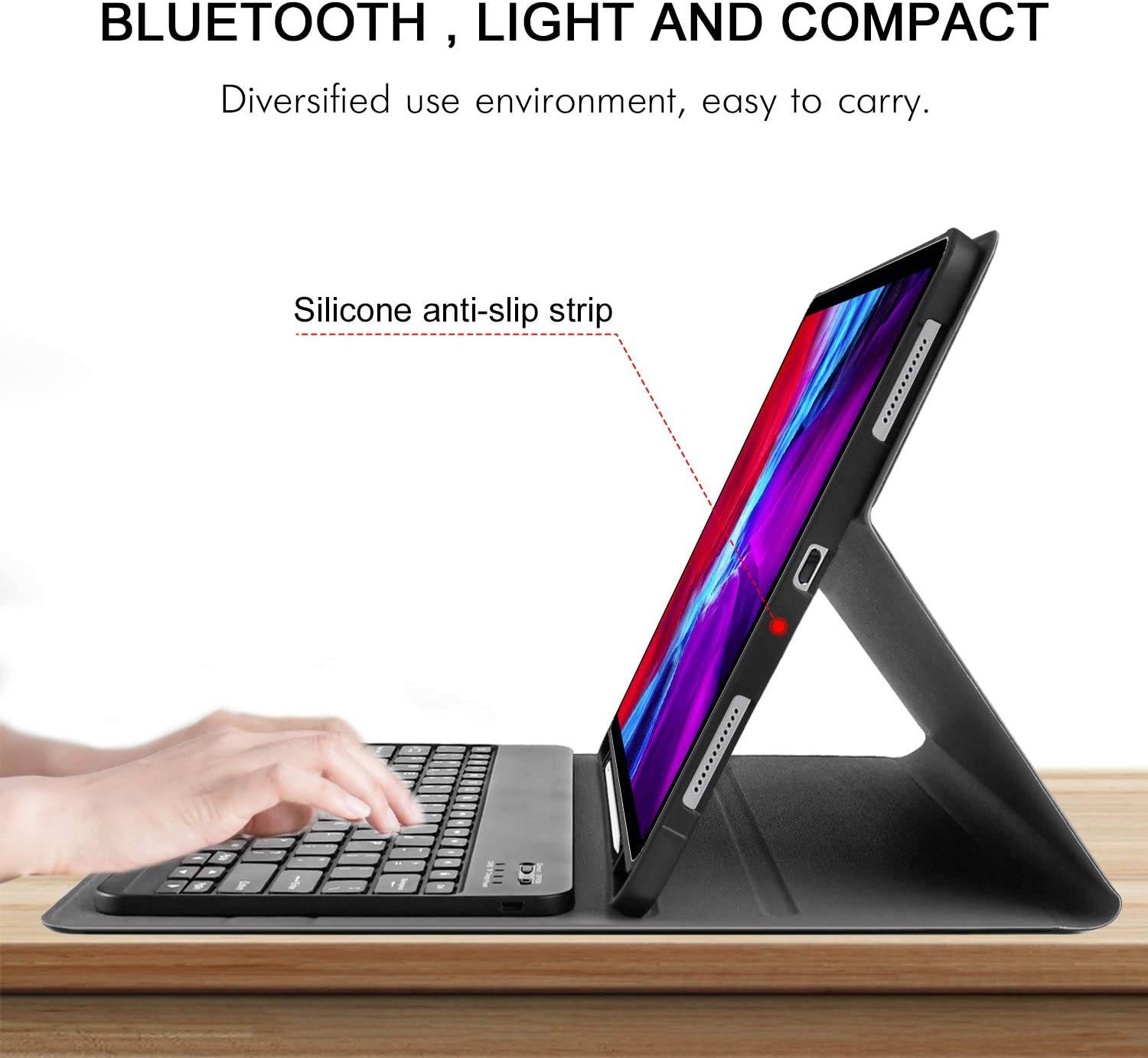 ZoomDream Keyboard Case for iPad Pro 11 2020 & 2018 - Magnetically Detachable Wireless Keyboard Auto Sleep/Wake Leather Tablet Cover with Pencil Holder - PU Leather Folio Stand Cover