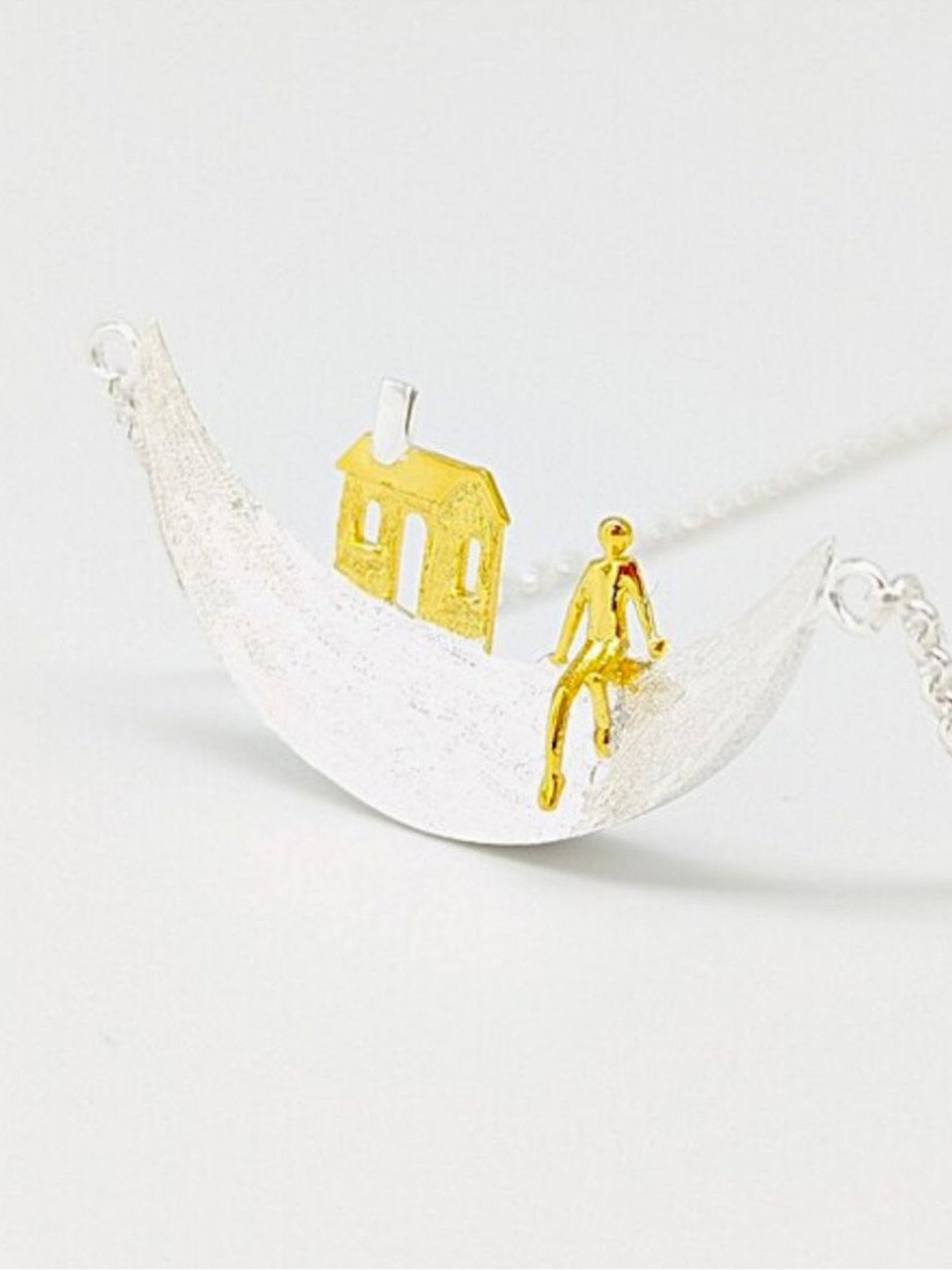 Rihi by P.C. Chandra Jewellers 92.5 Sterling Silver Silver Crescent Moon Necklace for Women & Girls