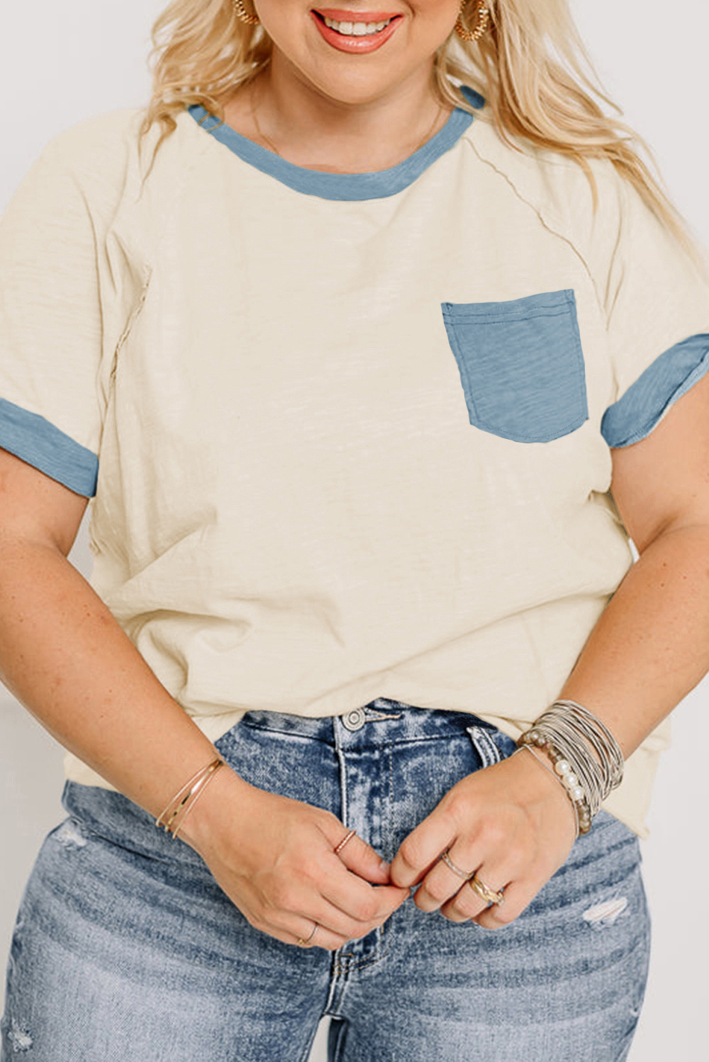 Rose Leopard Print V Neck Plus Size Tee