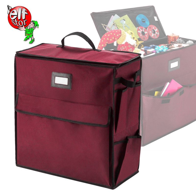 Elf Stor Ultimate Gift Bag Organizer Holiday Storage for Gift Wrap and Bags Red