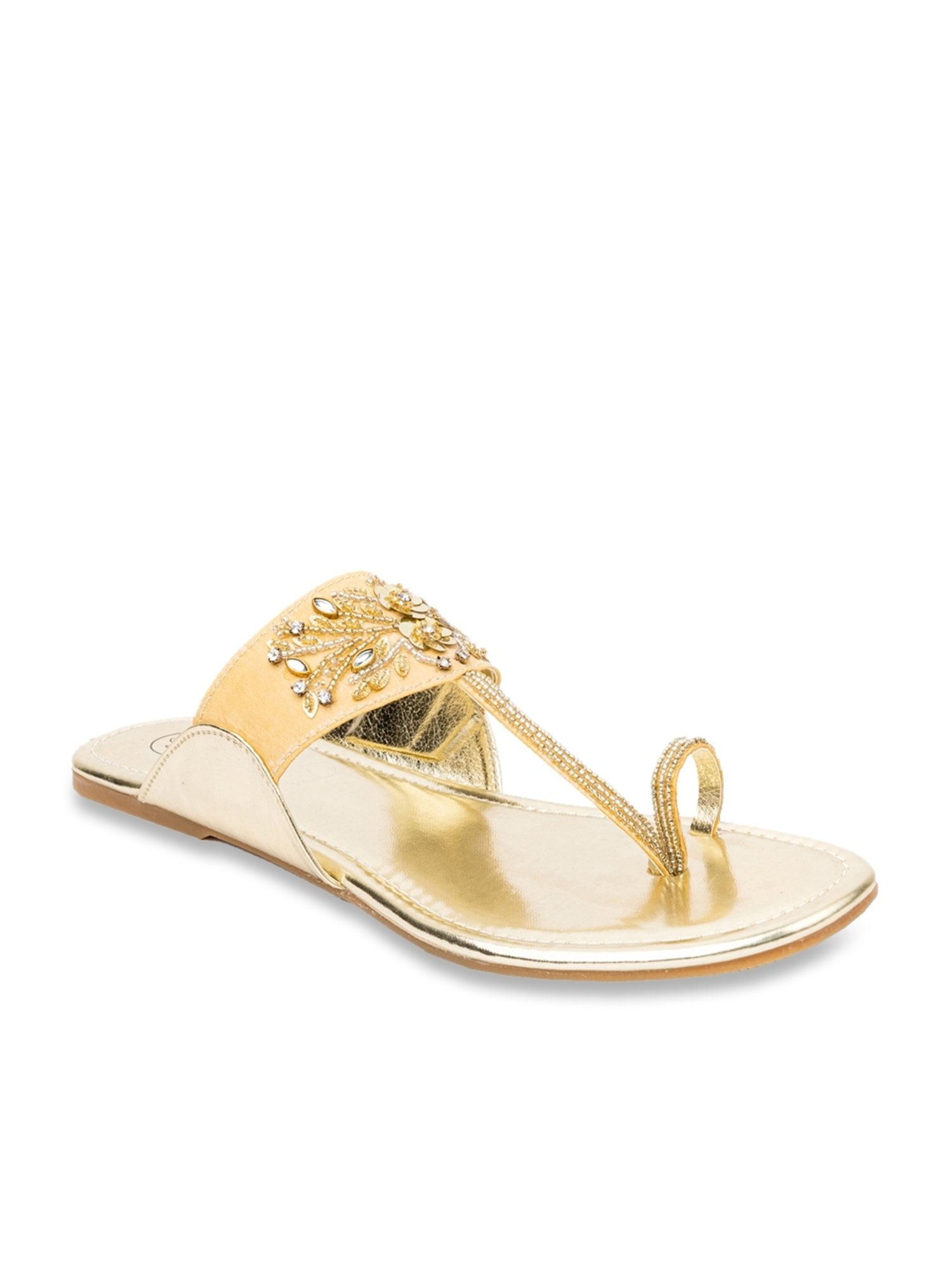NR by Nidhi Rathi Women's Gold Toe Ring Sandals