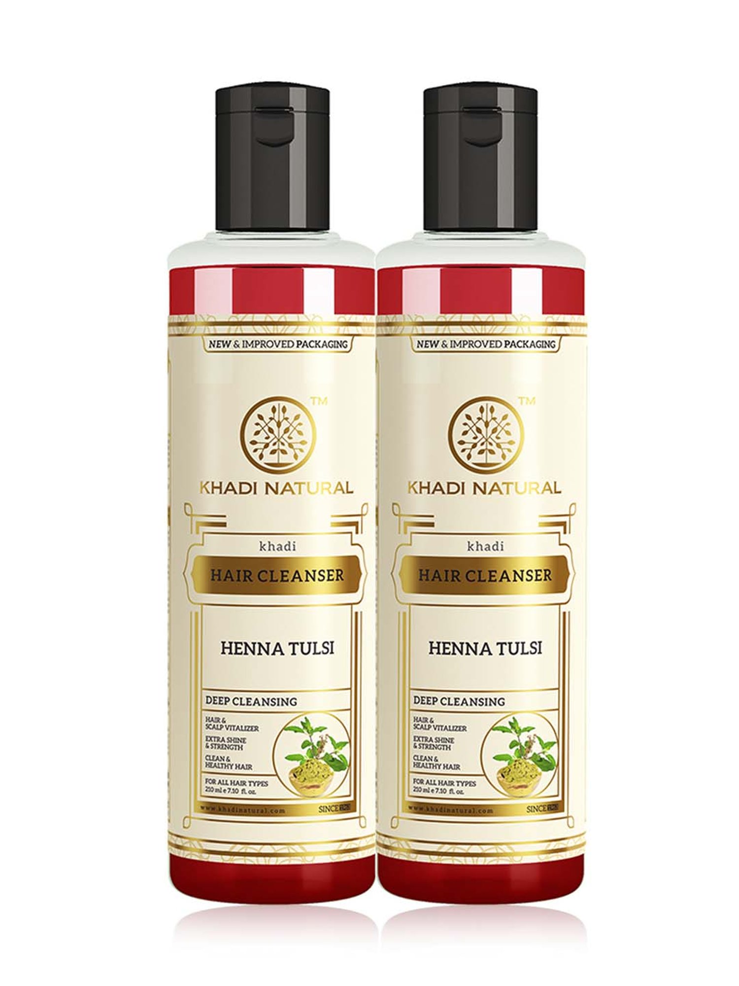 Khadi Natural Henna Tulsi Hair Cleanser Pack of 2 - 420 ml