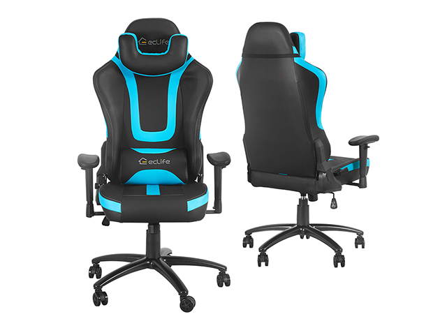 Office Gaming Chair Carbon PU Leather Reclining Black Racing Style, Executive Ergonomic Hydraulic Swivel Seat with U-Shaped Headrest and Lumbar Support,Red,GC18