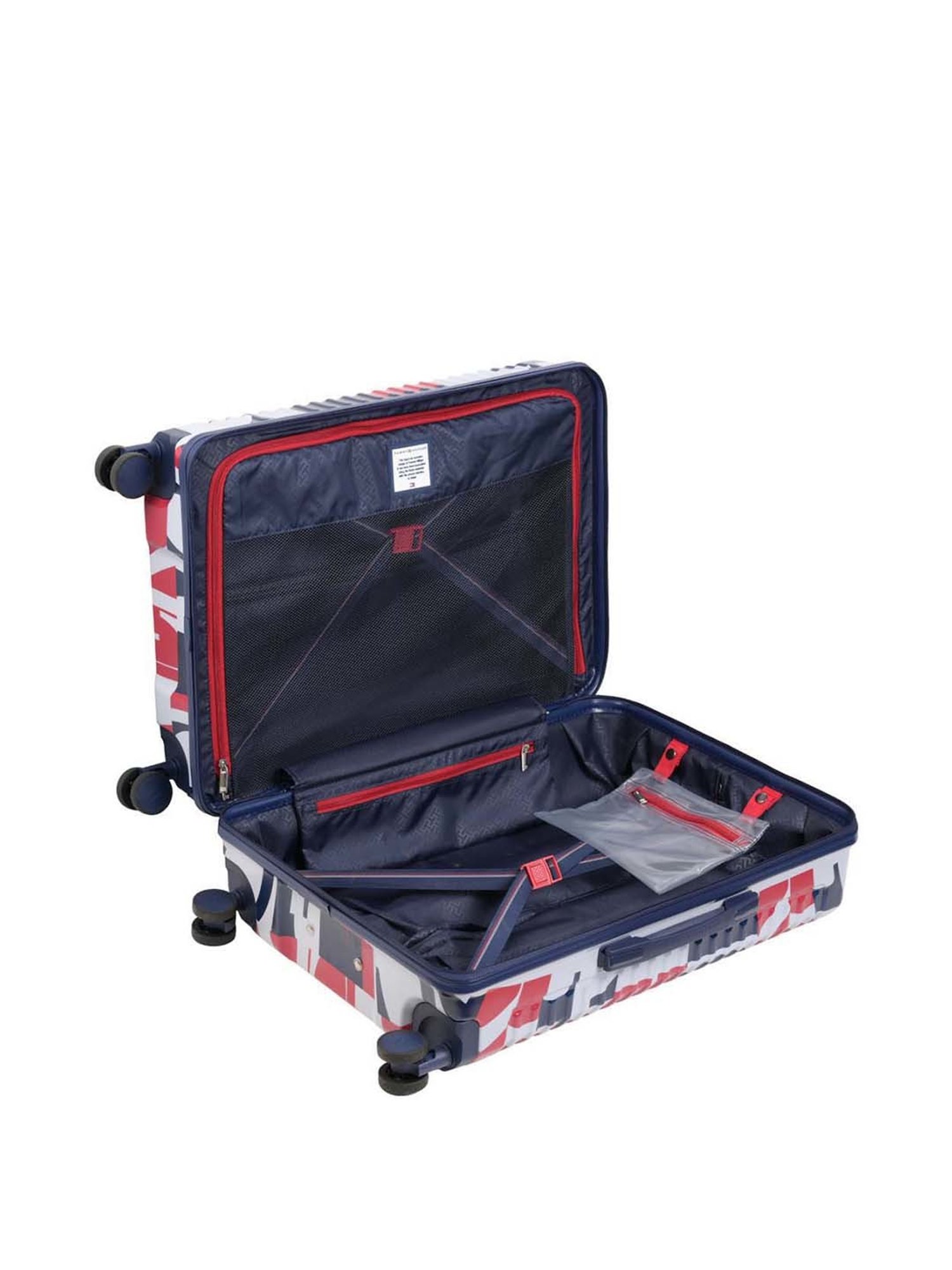 Tommy Hilfiger Red, Navy & White Colorado Spring Hard Case Printed Large Checked Luggage