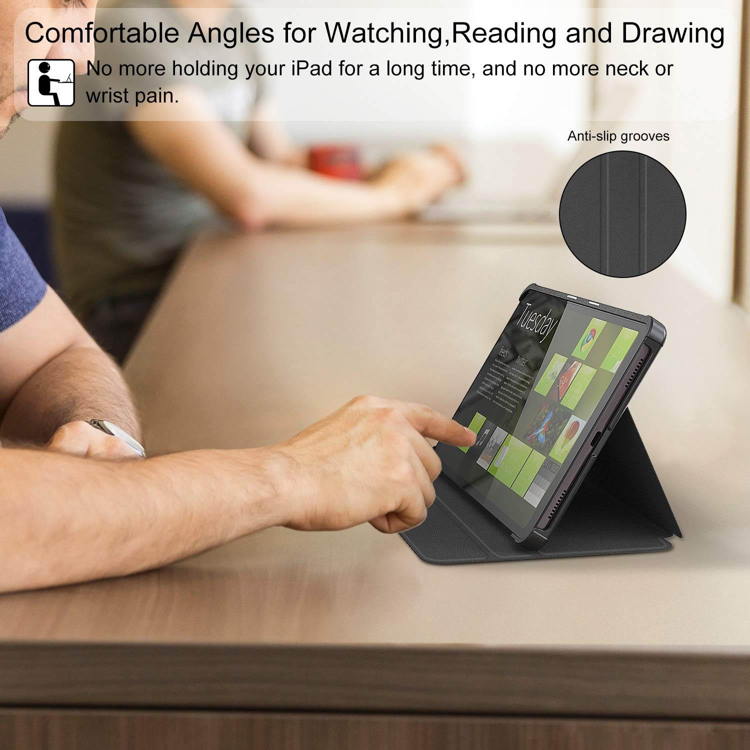 Supveco Galaxy Tab A 8.4 Case 2020 (SM-T307), Slim Protective Cases Cover Folio Stand for Samsung Galaxy Tab A 8.4 Inch 2020 Release - Black