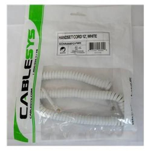 CABLESYS CAB#1200WH GCHA444012-FWH / 12  WHITE Handset Cord