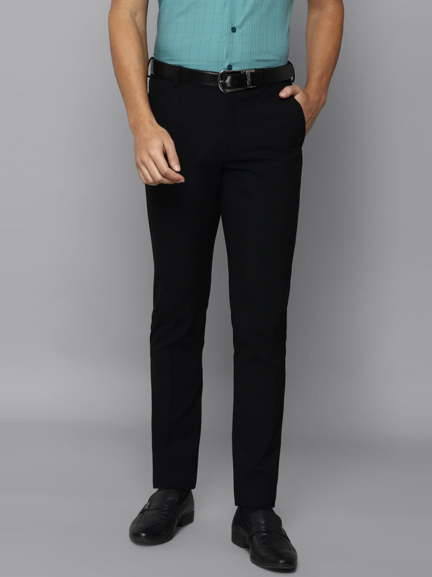 Louis Philippe Black Slim Fit Trousers