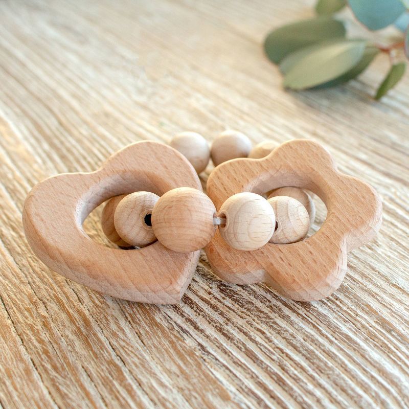 Bebe au Lait Wooden Teethers - Heart Flower