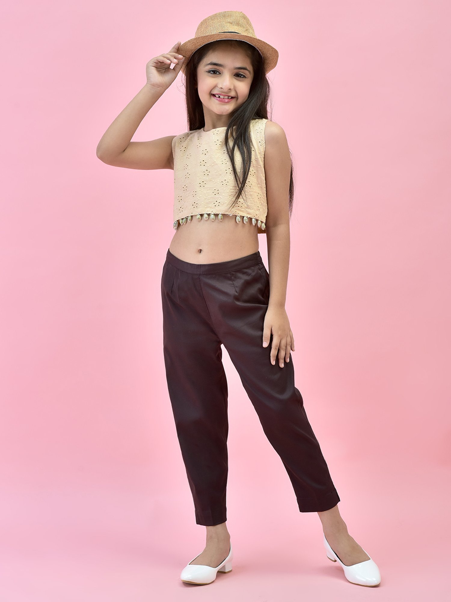 Juniper Girls Brown Solid Pants