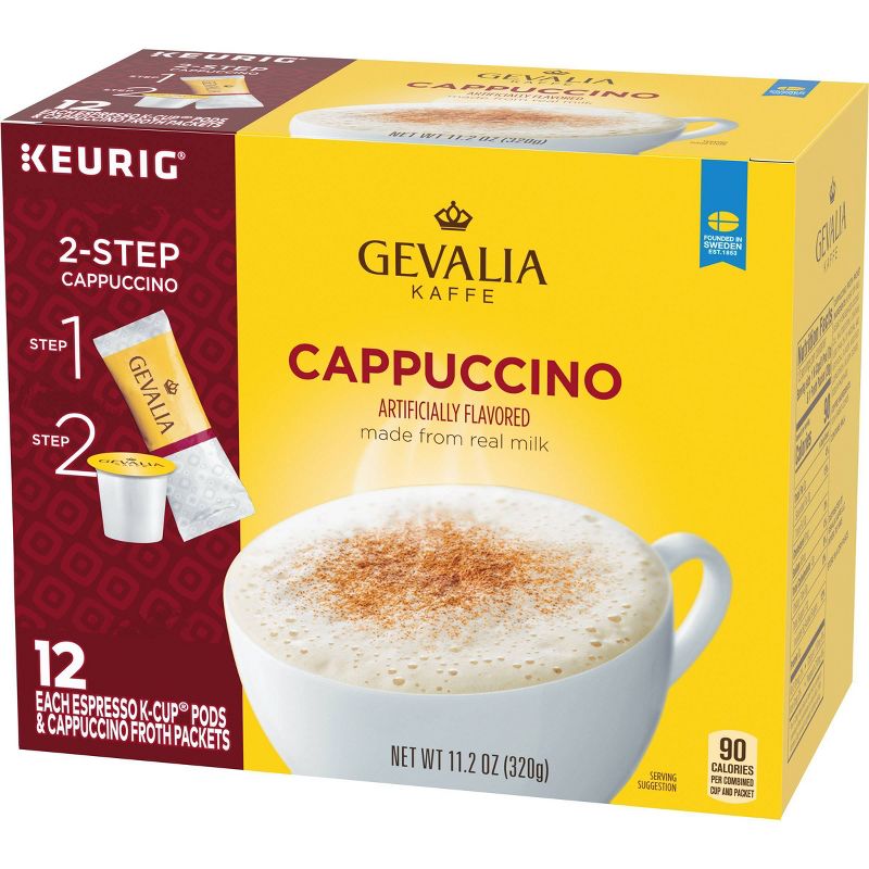 Gevalia Cappuccino Dark Roast Coffee Pods - 12ct