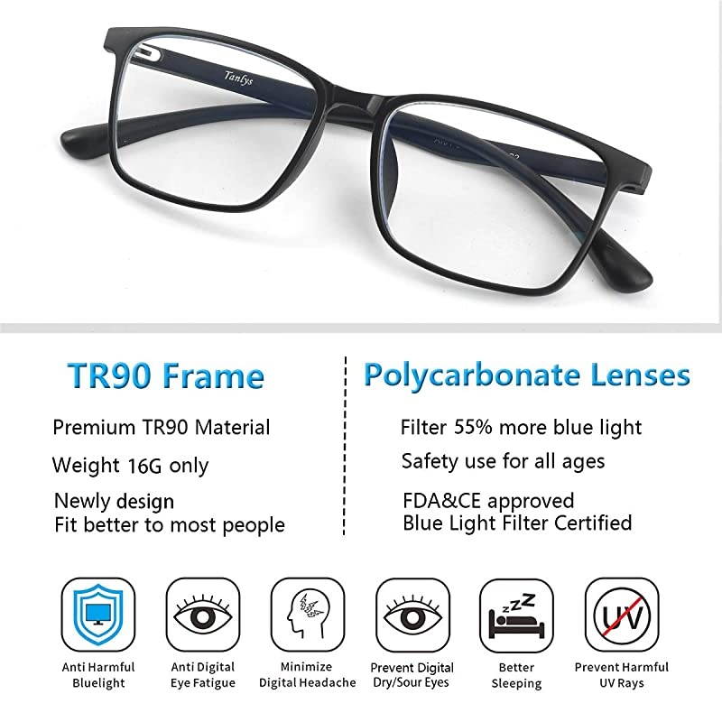 2 Pack Blue Light Blocking Glasses for Computer Eye Strain Dry Eye Sour Eye Anti UV Reduce Headache Classic Bluelight Blocker Glasses Men Women