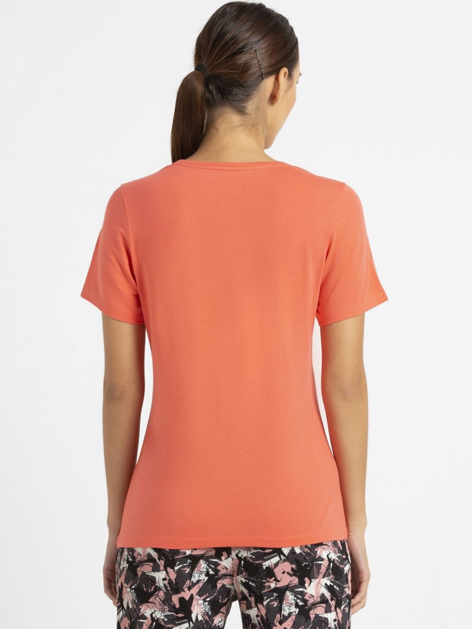 Jockey 1361 Women's Super Combed Cotton Regular Fit Printed Half Sleeve T-Shirt (Prints May Vary)