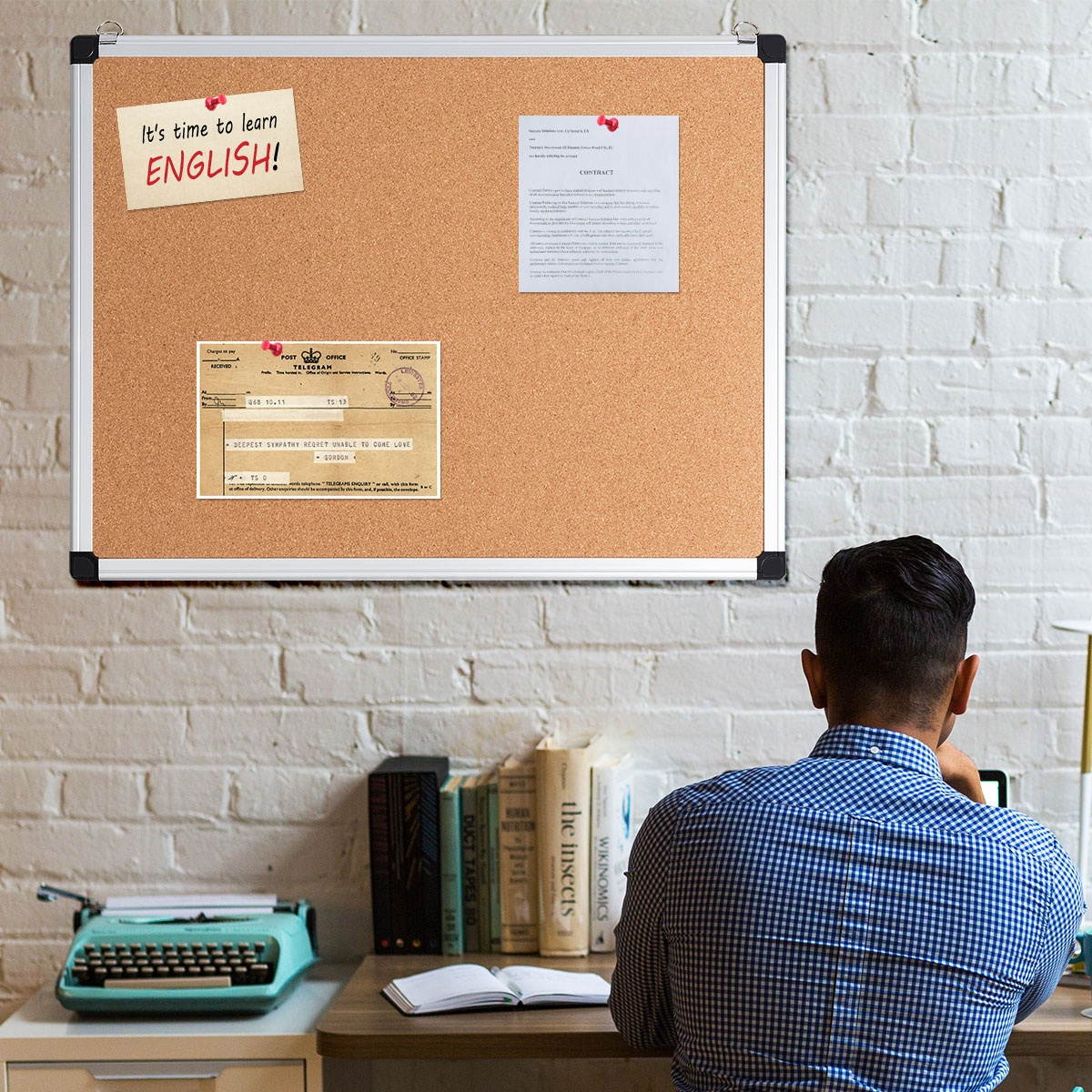 Costway 3 Pack Cork Bulletin Board 24'' x 18'' Wall Mounted Notice Board w/Aluminium Frame