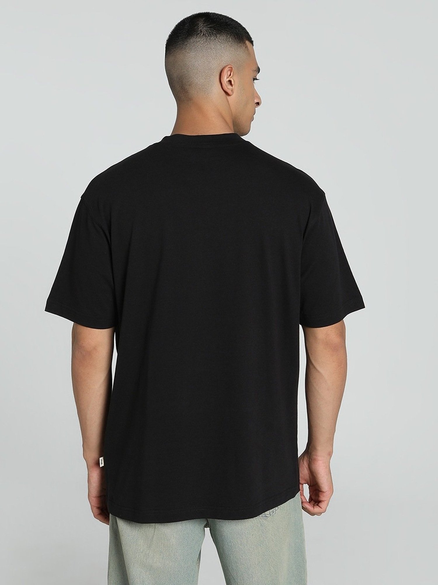 Puma Black Cotton Relaxed Fit Unisex T-Shirt