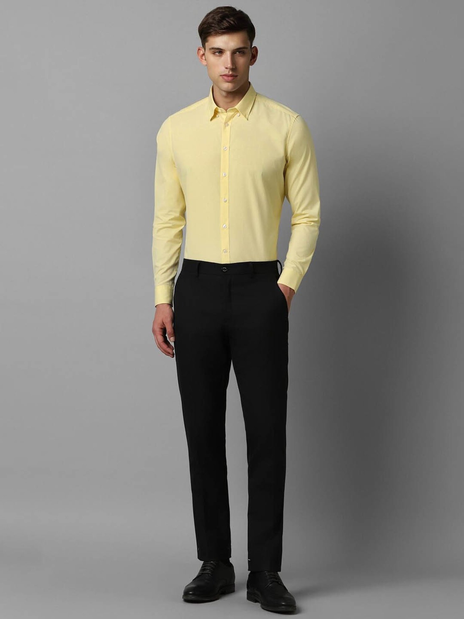 Louis Philippe Sport Yellow Cotton Slim Fit Shirt