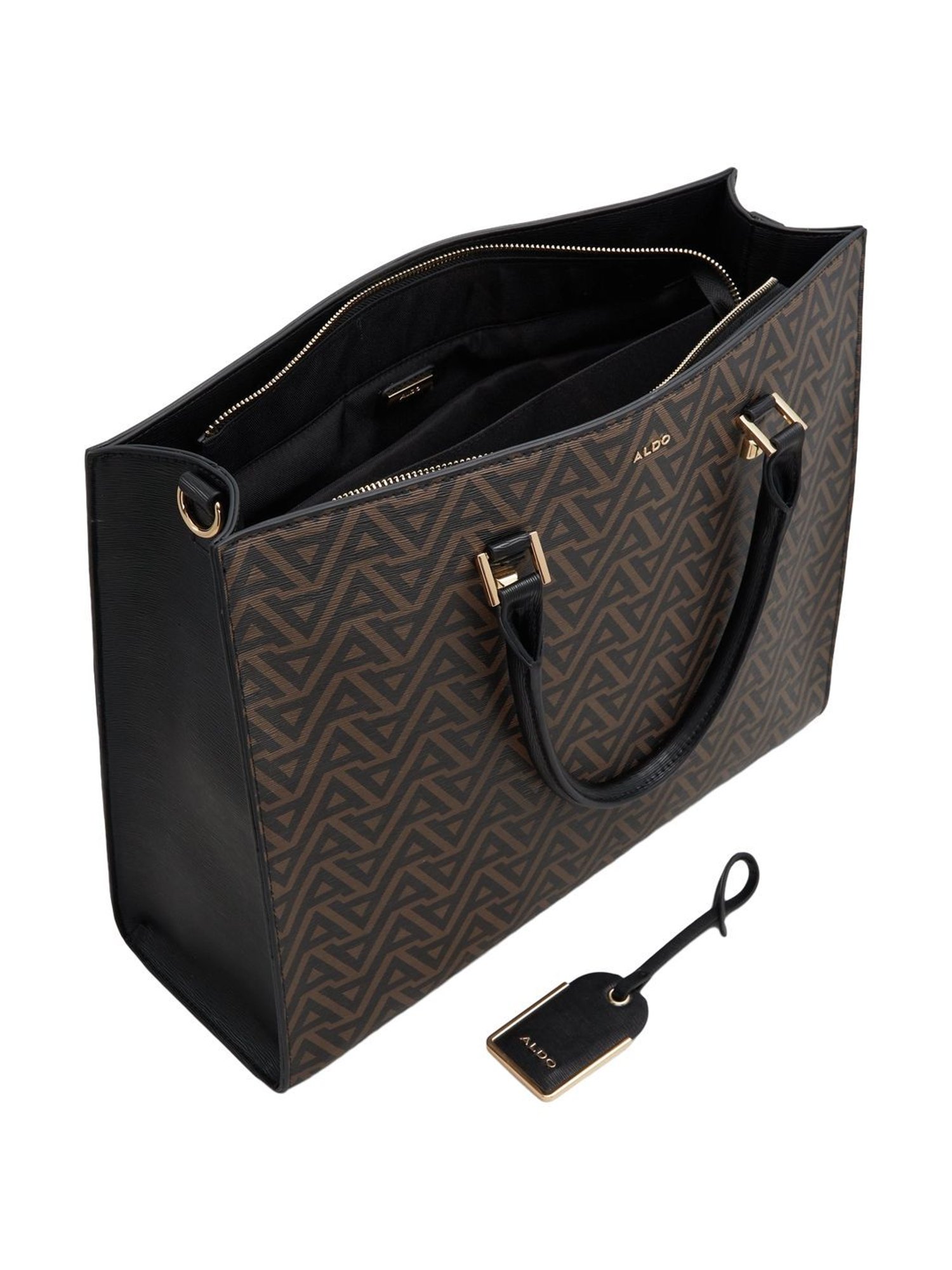 Call It Spring Black Combo Solid Large Tote Handbag