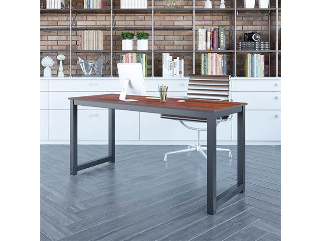 Computer Desk 63" Modern Sturdy Office Desk PC Laptop Desk Study Writing Table for Home Office Workstation,Sandalwood,GT173