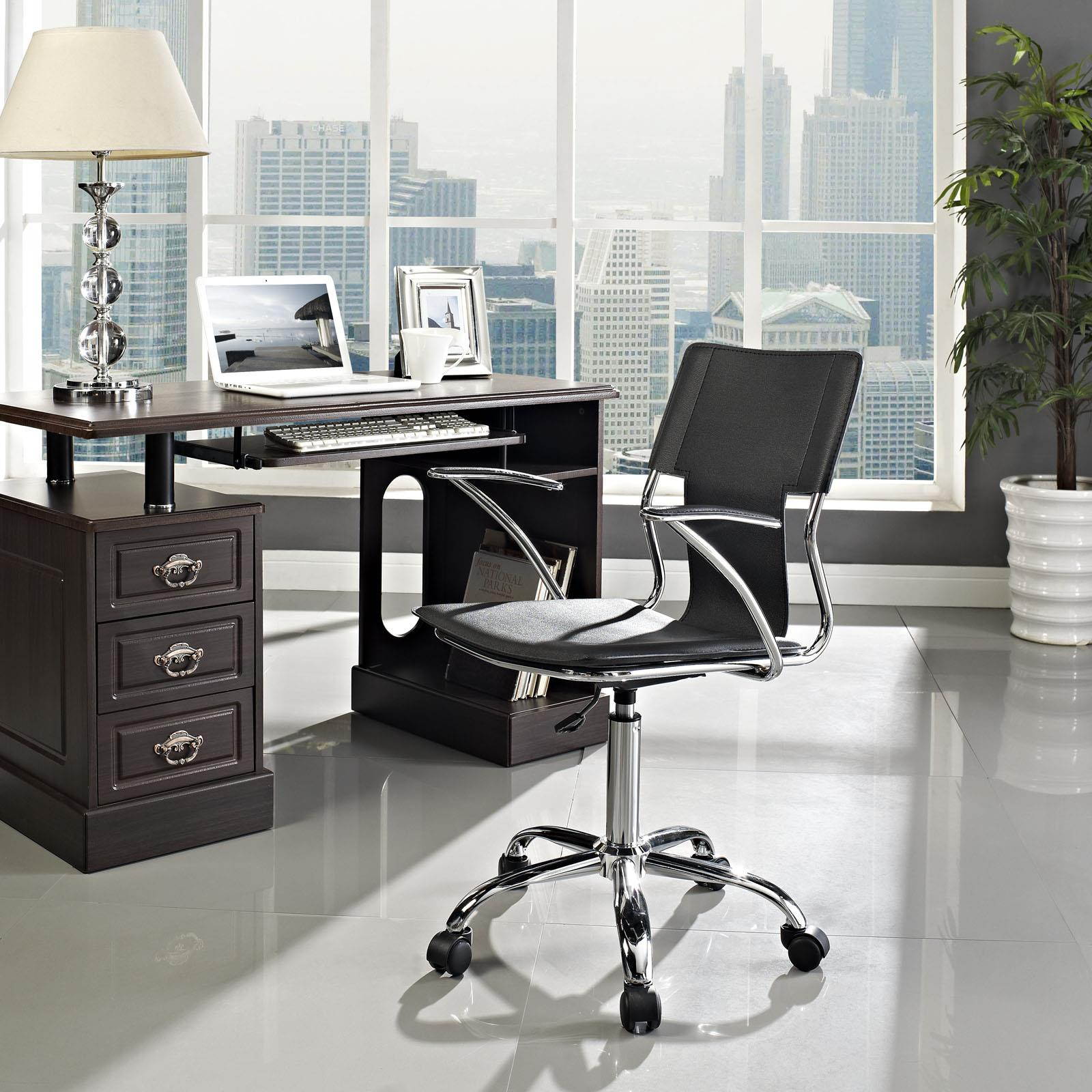 Global Leather Task Chair, Black (8993BK450/550) 